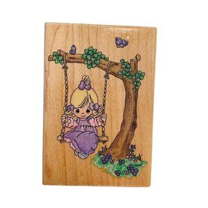 PRECIOUS MOMENTS Swing Rubber Stamp STAMPENDOUS WARMEST THOUGHTS Blonde UP001